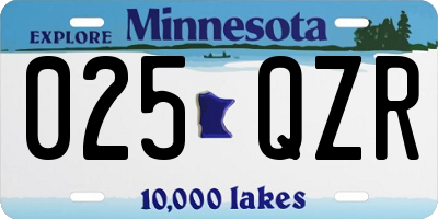 MN license plate 025QZR