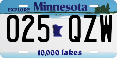MN license plate 025QZW