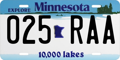 MN license plate 025RAA