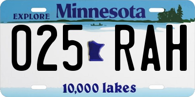 MN license plate 025RAH