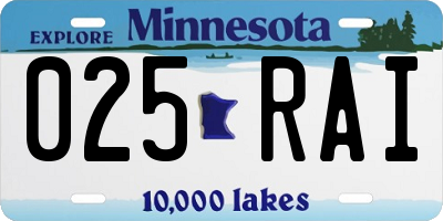 MN license plate 025RAI