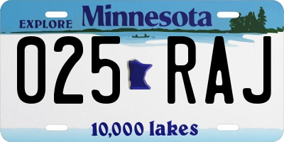 MN license plate 025RAJ