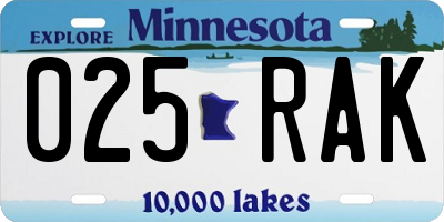 MN license plate 025RAK