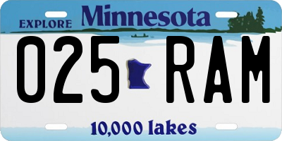 MN license plate 025RAM