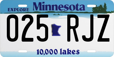 MN license plate 025RJZ
