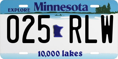 MN license plate 025RLW