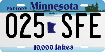 MN license plate 025SFE