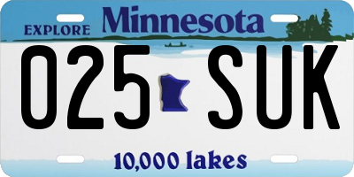 MN license plate 025SUK