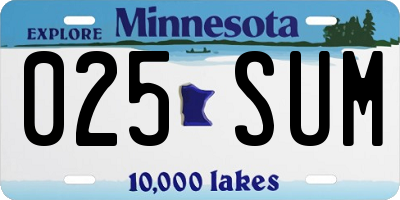 MN license plate 025SUM