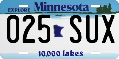 MN license plate 025SUX