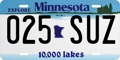 MN license plate 025SUZ