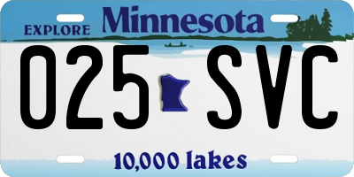 MN license plate 025SVC