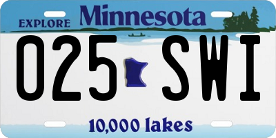 MN license plate 025SWI