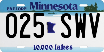 MN license plate 025SWV