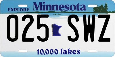 MN license plate 025SWZ