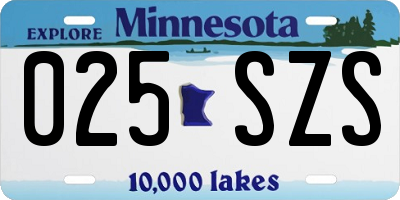 MN license plate 025SZS