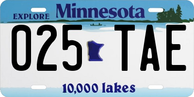 MN license plate 025TAE