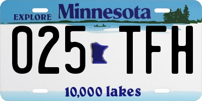 MN license plate 025TFH