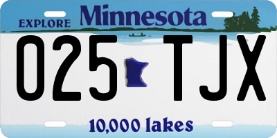 MN license plate 025TJX