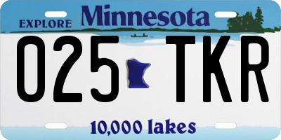 MN license plate 025TKR