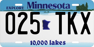 MN license plate 025TKX