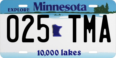 MN license plate 025TMA