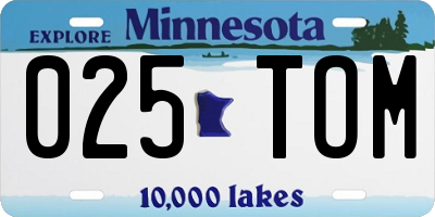 MN license plate 025TOM