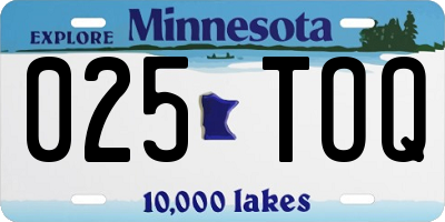 MN license plate 025TOQ