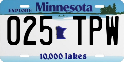 MN license plate 025TPW