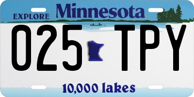 MN license plate 025TPY
