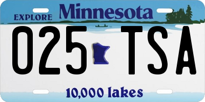 MN license plate 025TSA