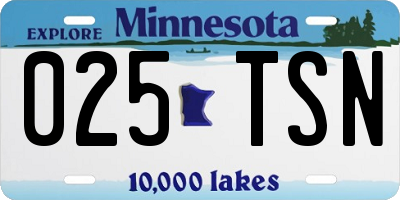 MN license plate 025TSN