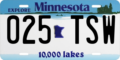 MN license plate 025TSW