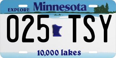MN license plate 025TSY