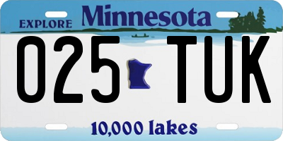 MN license plate 025TUK