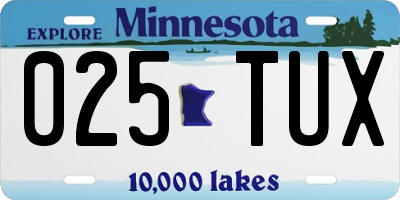 MN license plate 025TUX