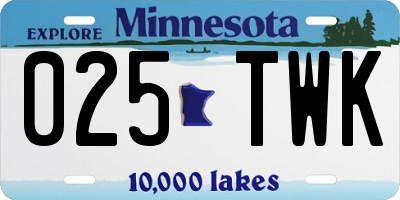 MN license plate 025TWK