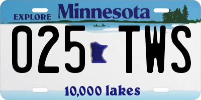 MN license plate 025TWS