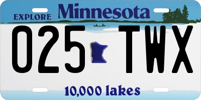 MN license plate 025TWX