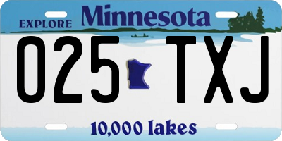 MN license plate 025TXJ