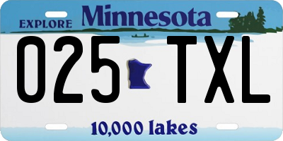 MN license plate 025TXL