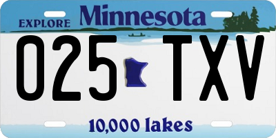 MN license plate 025TXV