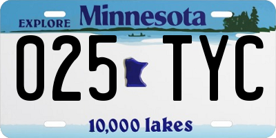 MN license plate 025TYC