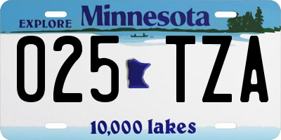 MN license plate 025TZA