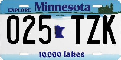 MN license plate 025TZK