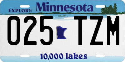 MN license plate 025TZM