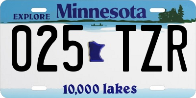 MN license plate 025TZR