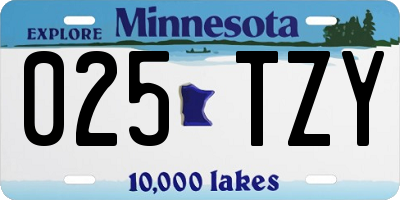 MN license plate 025TZY