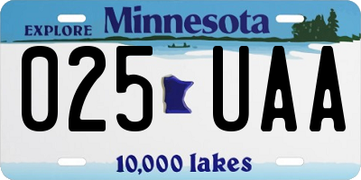 MN license plate 025UAA