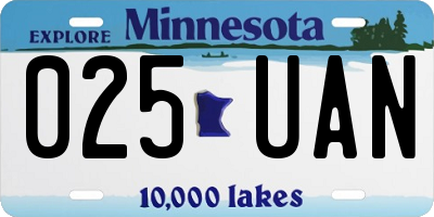 MN license plate 025UAN